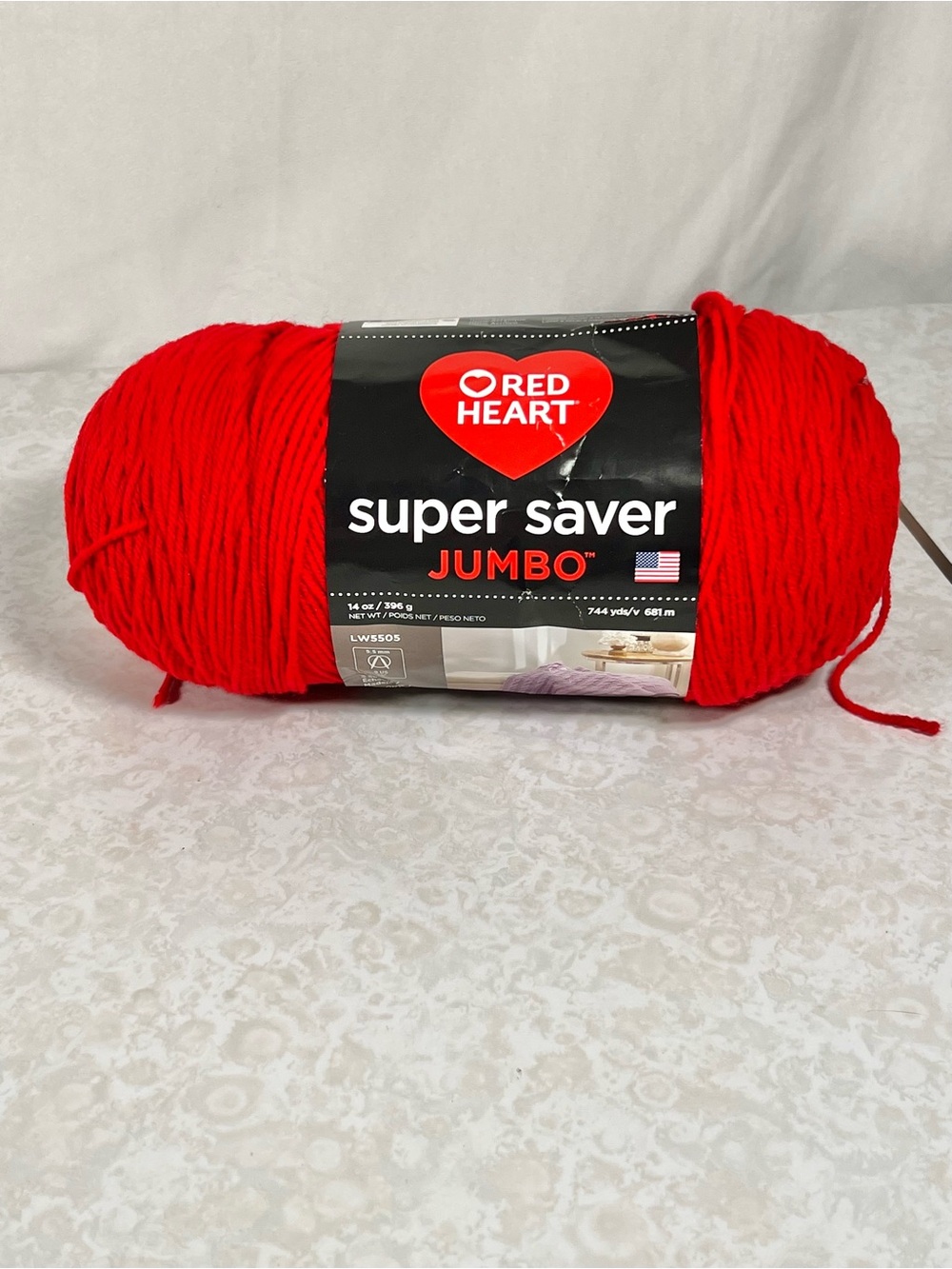 Red Heart Super Saver Jumbo Cherry Red Yarn 14oz Medium# 4 Crochet Knit